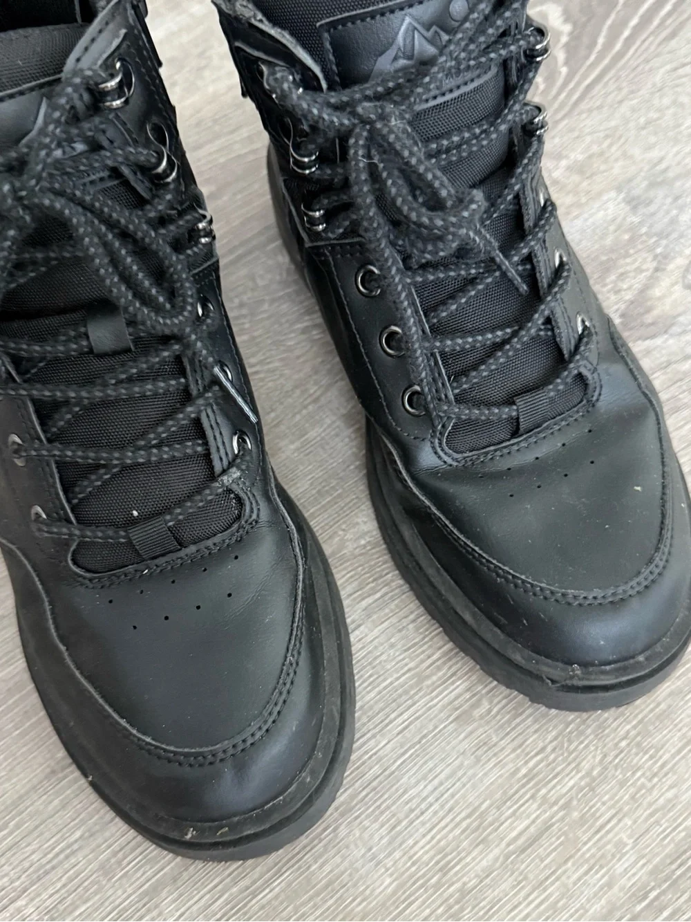 Boys Black Lace-Up High-Top Shoes